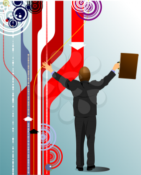 Cover for brochure or template office folder with cute business man. Vector illustration