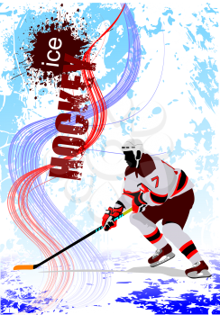 Ice hockey players. Colored Vector illustration for designers. Poster.