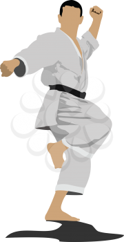 Karate. The sportsman in a position. Oriental combat sports.