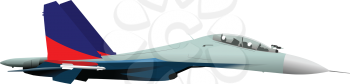 Combat aircraft. Team. Colored vector illustration for designers