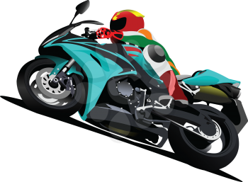 Biker on the road. Vector illustration