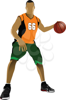 Basketball players. Colored Vector illustration for designers