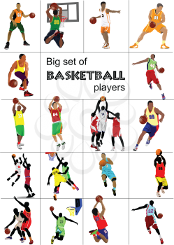 Big set of Basketball players. Vector illustration