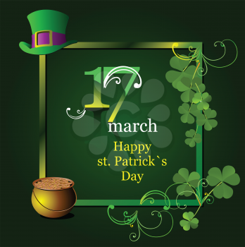 Vector of green hats and shamrocks for St. Patrick's Day. 