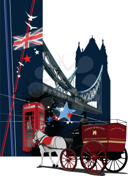 Cover for brochure with London images. Vector illustration