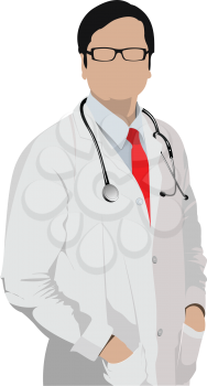 Medical doctor with stethoscope. Vector illustration