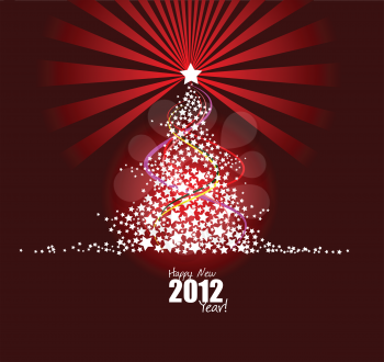 Christmas - New Year midnight background. Greeting card. Vector illustration 