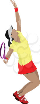 Tennis player. Colored Vector illustration for designers