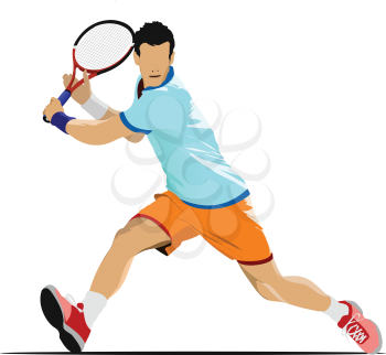 Tennis player. Colored Vector illustration for designers