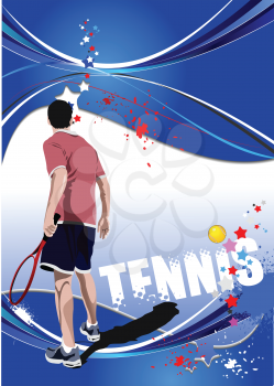 Tennis player poster. Colored Vector illustration for designers