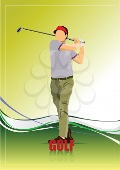 Golf player poster. Vector illustration 