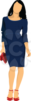Cute lady in blue. Vector illustration