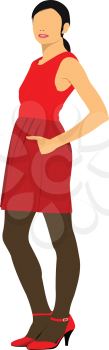 Cute lady in red. Vector illustration