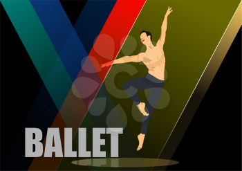 Modern ballet dancer colored illustration