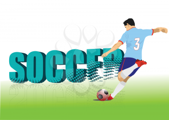 Poster Soccer football player. Colored Vector 3d illustration for designers
