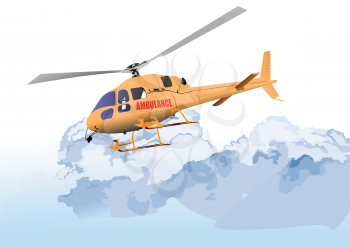 Ambulance or army helicopter. Vector illustration