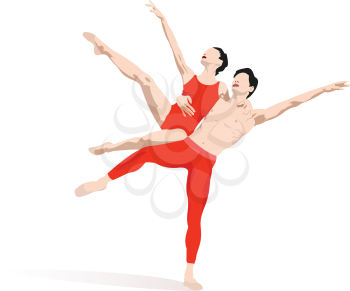 Modern ballet dancers. Colored 3d illustration