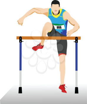 Man running hurdles. Vector illustartion