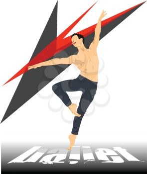 Modern ballet dancer colored illustration. Poster