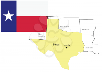 State North Texas of Usa flag and map, vector illustration