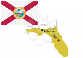State Florida of Usa flag and map, vector illustration