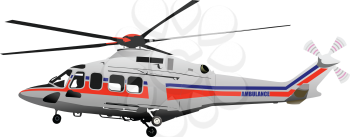 Ambulance  Helicopter. Vector 3d illustration