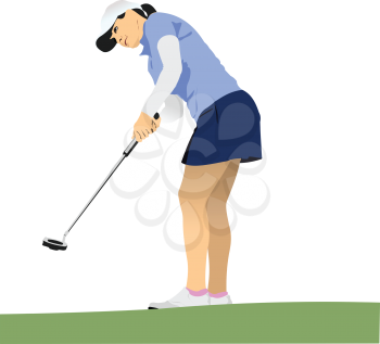 Golf club background with golfer. Vector 3d illustration