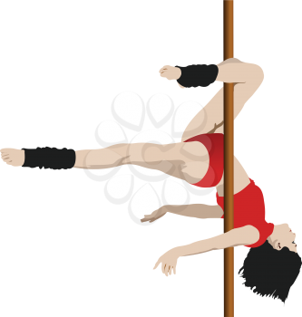 Pole dance girl,  pole fitness. 3d color vector illustration