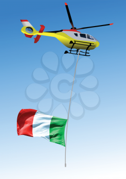 Helicopter with Italian flag. Vector 3d illustration