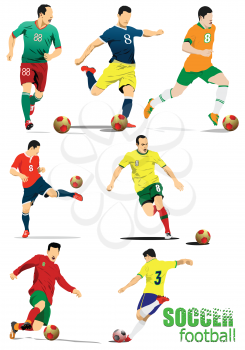 Big set of Soccer players. Vector Colored 3d illustration