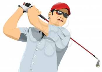 Silhouette of golfer. Vector 3d illustration