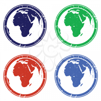 Royalty Free Clipart Image of a Collection of Earth Globe Stamps