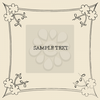 Royalty Free Clipart Image of a Tan Card With Flowers in the Corners