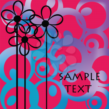 Royalty Free Clipart Image of Big Tall Flowers on a Busy Background
