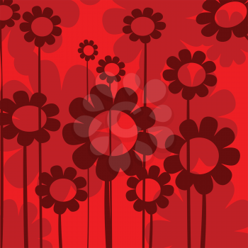 Royalty Free Clipart Image of a Red Floral Background