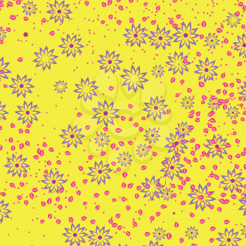 Royalty Free Clipart Image of a Floral Yellow Background