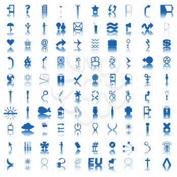 Royalty Free Clipart Image of Blue Icons for Web and Internet