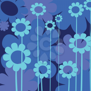 Royalty Free Clipart Image of a Blue Flower Background