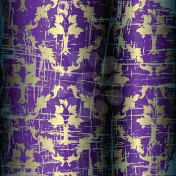 Royalty Free Clipart Image of a Grunge Background of Purple and Gold