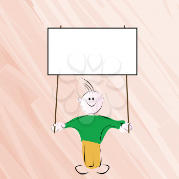 Little boy holding an emty editable banner