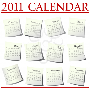 Calendar for 2011 on paper sheets
