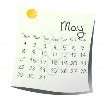 Calendar for May 2011 on paper