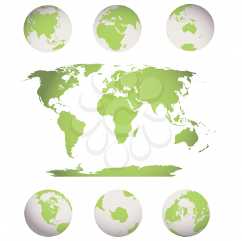 editable world map and  earth globes