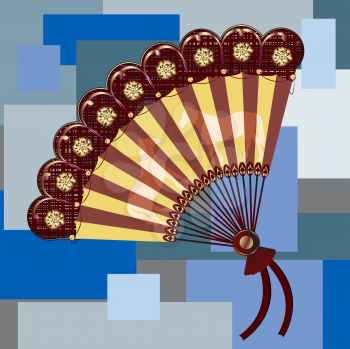 Vintage hand fan, art illustration