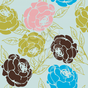 Seamless background with roses, pattern