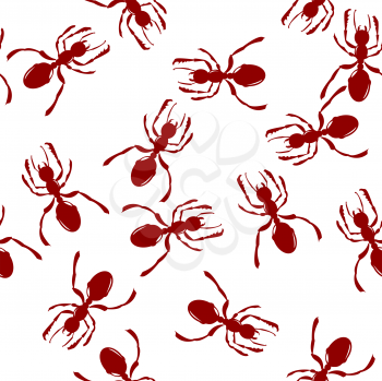 Pattern with red ants over white