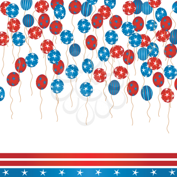 Background illustration with colored balloons, stars and stripes for 4th Of July Day
