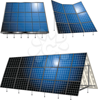 Alternative energy, solar panels over white background