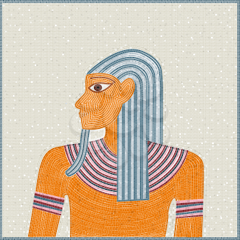 Mosaic of a Egyptian pharaoh, vintage illustration. No mesh or transparencies, global colors.