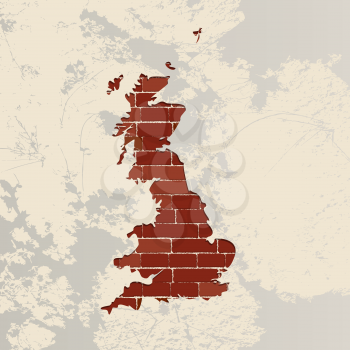 England map on a brick wall